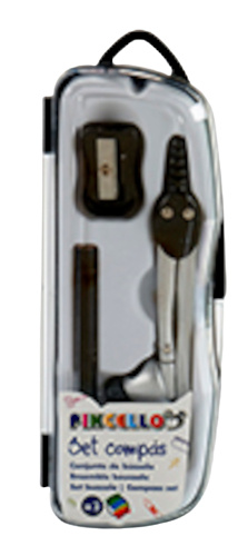 Pincello schrijfset junior staal/hout zwart 3 delig