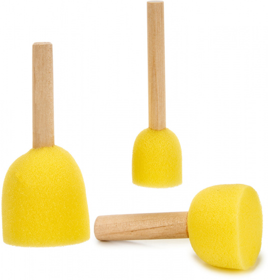 Pincello penové/drevo raziace štetce žlté/prírodné 3 kusy