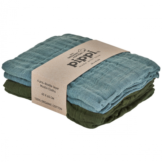 Pippi luierdoeken Diapers junior 65 x 65 cm katoen blauw/groen 4 stuks Pippi luierdoeken Diapers junior 65 x 65 cm katoen blauw/groen 4 stuks