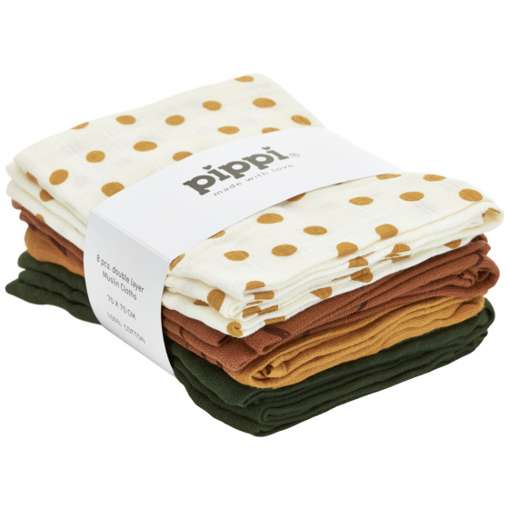 Pippi luierdoeken Muslin junior 70 x 70 cm katoen 8 stuks Pippi luierdoeken Muslin junior 70 x 70 cm katoen 8 stuks