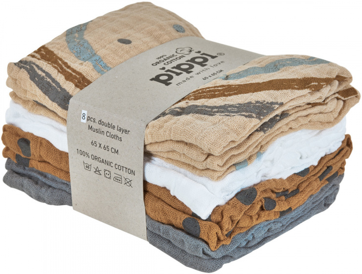 Pippi luiers Sandshell wasbaar 65 x 65 cm katoen 8 stuks Pippi luiers Sandshell wasbaar 65 x 65 cm katoen 8 stuks