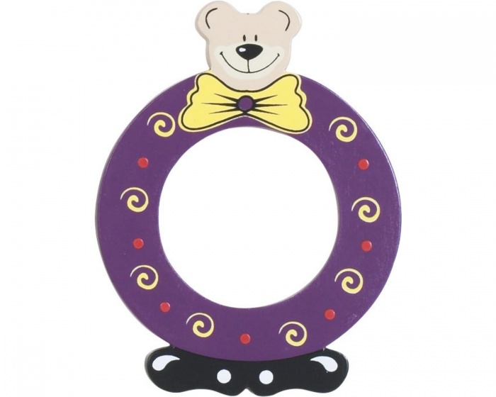 letter O bear 10 x 7 cm wood purple