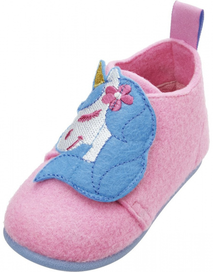 Topánočky jednorožcové papuče dievčenské filc/textil ružová/modrá mt 26