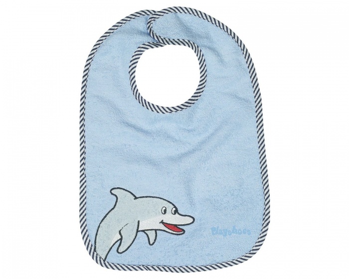 bib velcro dolphin light blue 27 x 28 cm