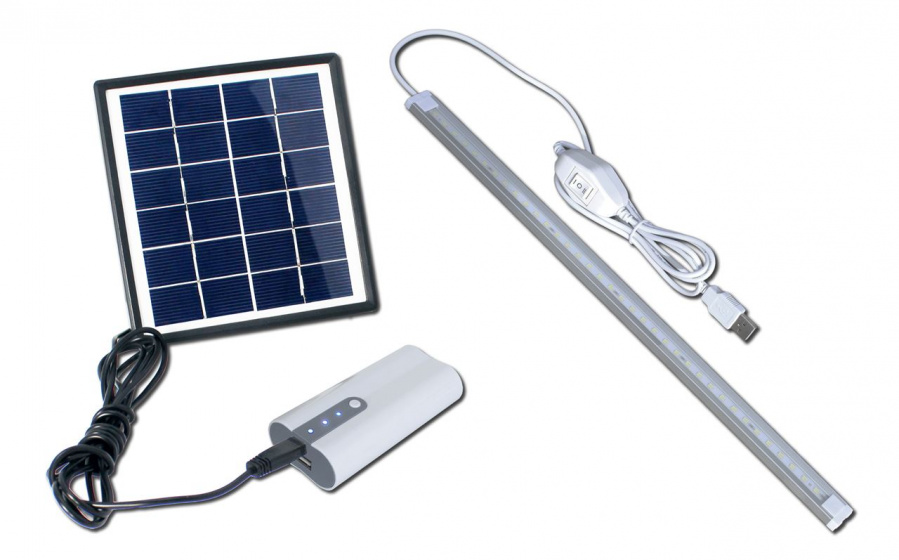 PowerPlus powerbanka solar s lampou biela/siva 6-dielna