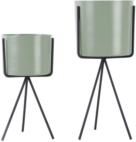 Present Time plantenpot set Pedestal 29 cm staal groen 2 stuks Present Time plantenpot set Pedestal 29 cm staal groen 2 stuks