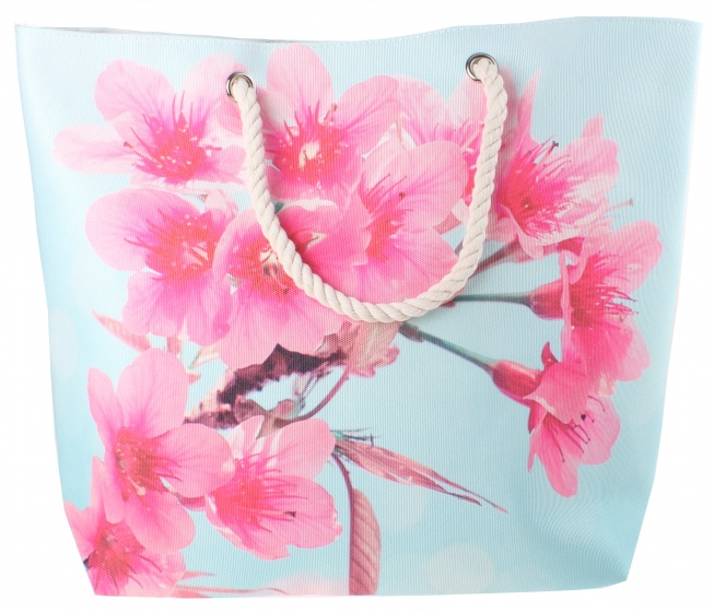 Pro Beach plážová taška Bloemen 52 cm svetlomodrá/ružová
