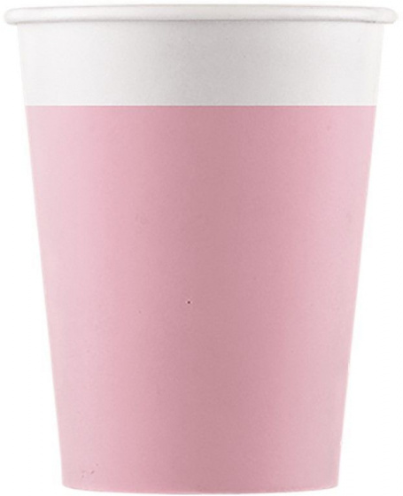 Procos bekers 200 ml 8 cm karton roze/wit 8 stuks