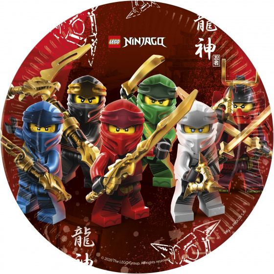 Procos spoločenské taniere Lego Ninjago 23 cm kartón tmavo červený 8 kusov