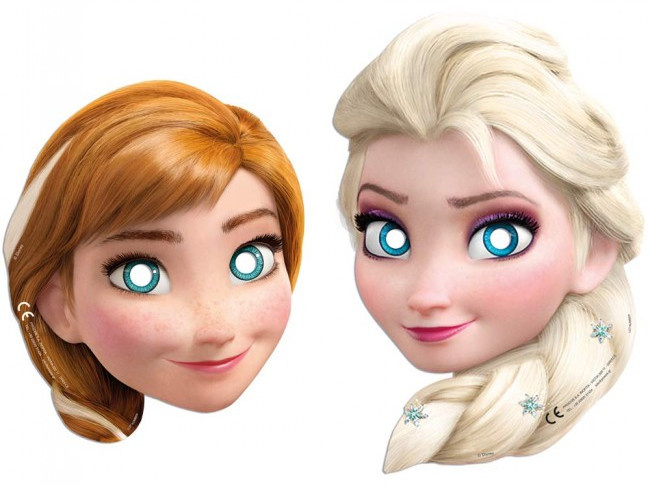 Procos párty masky Frozen girls 21 cm kartón 6 kusov
