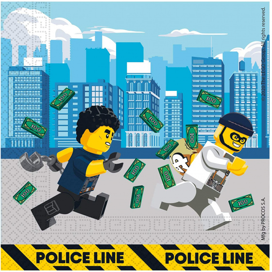 Procos obrúsky Lego City 33 x 33 cm papierové modré 20 kusov