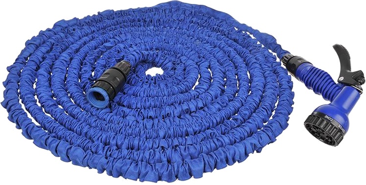 ProPlus uitrekbare tuinslang 15 meter met spuitkop blauw ProPlus uitrekbare tuinslang 15 meter met spuitkop blauw