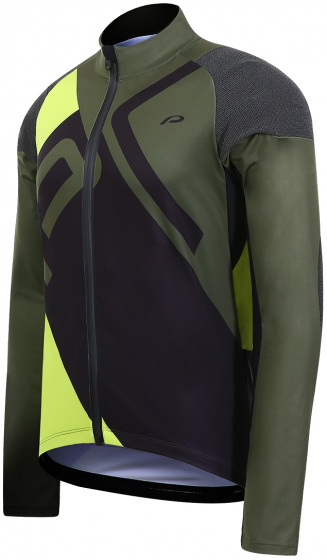 Protective cyklistická bunda P-Stain pánska polyester čierno/zelená veľkosť M