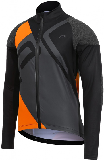 Protective cyklistická bunda P-Stain pánska polyester čierno/oranžová veľkosť M