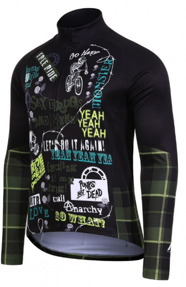 Protective cyklistický dres P-Rude pánsky polyester čierno/zelený veľkosť M