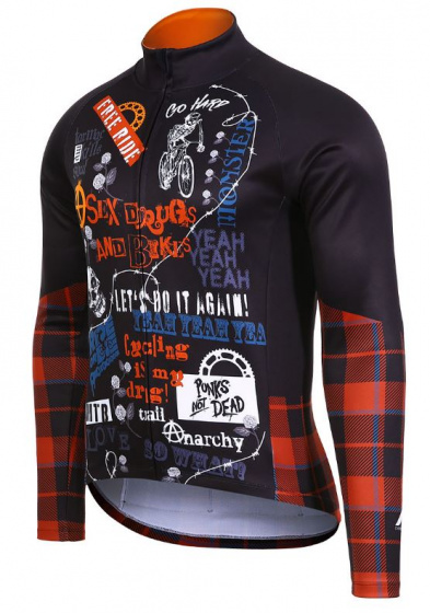 Protective cyklistický dres P-Rude pánsky polyester čierno/červený veľkosť M