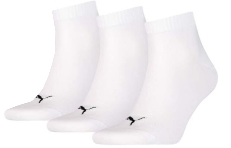 Puma ponožky Quarter Training bavlnené biele 3 páry mt 47-49