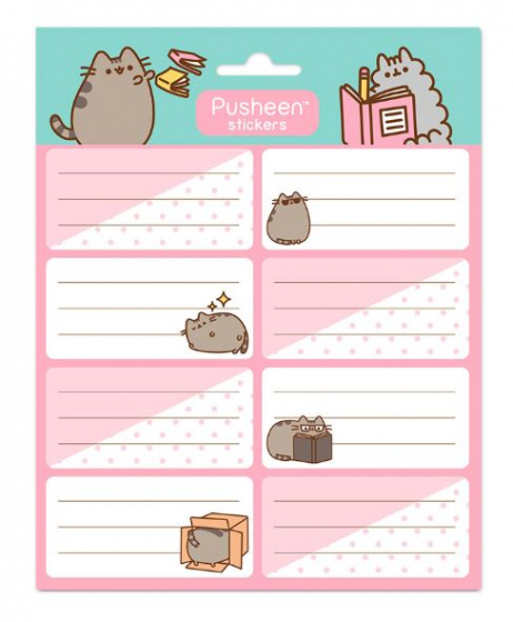 Pusheen etikety junior samolepiaca ružová/biela 16 ks