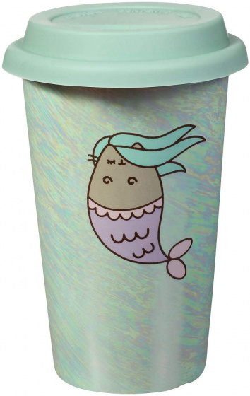 Pusheen cestovný hrnček Pusheen morská panna 275 ml 9,5 x 15 cm keramická zelená