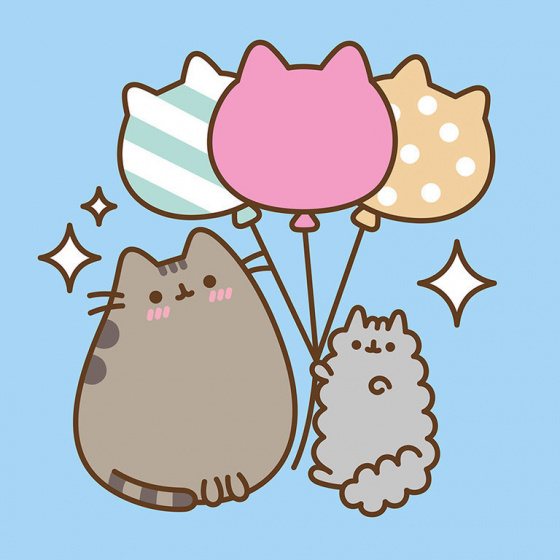 Pusheen dekorácia na stenu Balóniky 30 x 30 cm plátno modré