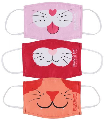 ústne masky dievčenské polyester ružová/červená/oranžová 3 kusy