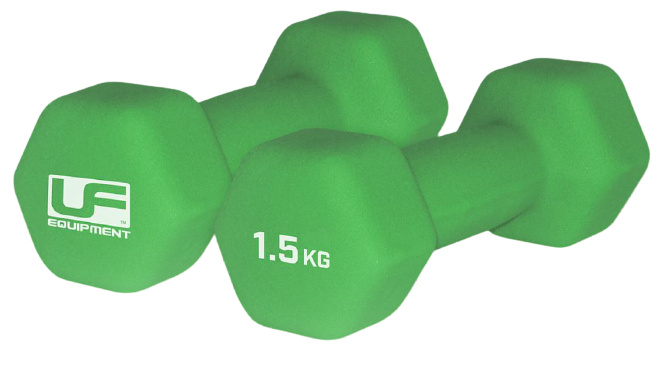 dumbbells Urban Fitness Hex neoprene green 2 pieces