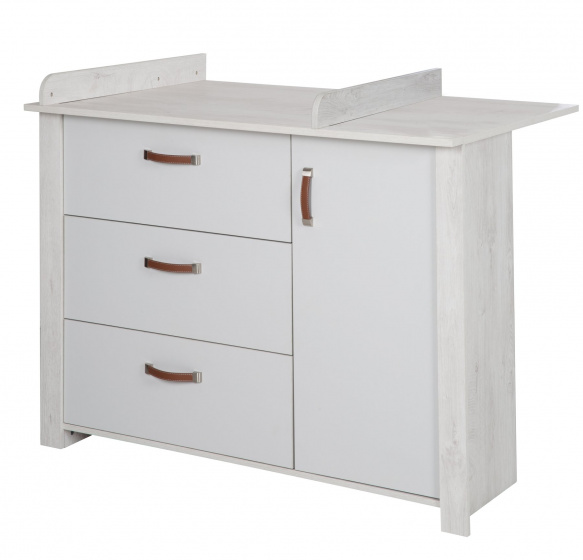 dresser Mila 126 x 98.5 cm wood white/light grey 2-parts