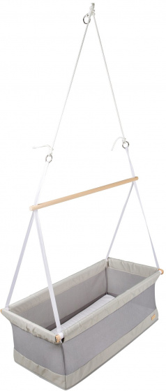 Roba závesná kolíska Safe Asleep junior 45 x 90 cm drevo/plátno sivá