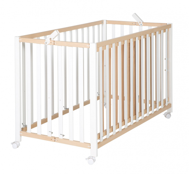 cot Foldable 120 cm wood white/brown