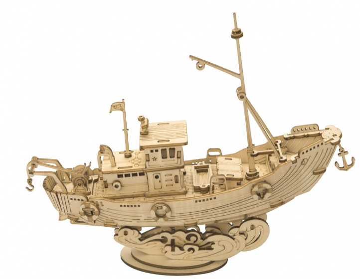 Robotime modelbouwpakket fishing ship 15,8 cm hout 104 delig