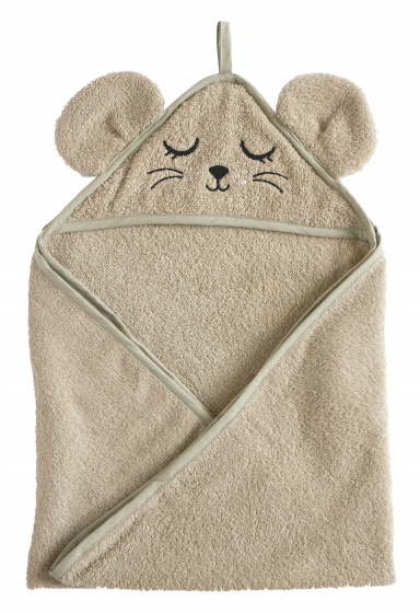 Roommate badcape muis junior 72 cm katoen grijs Roommate badcape muis junior 72 cm katoen grijs