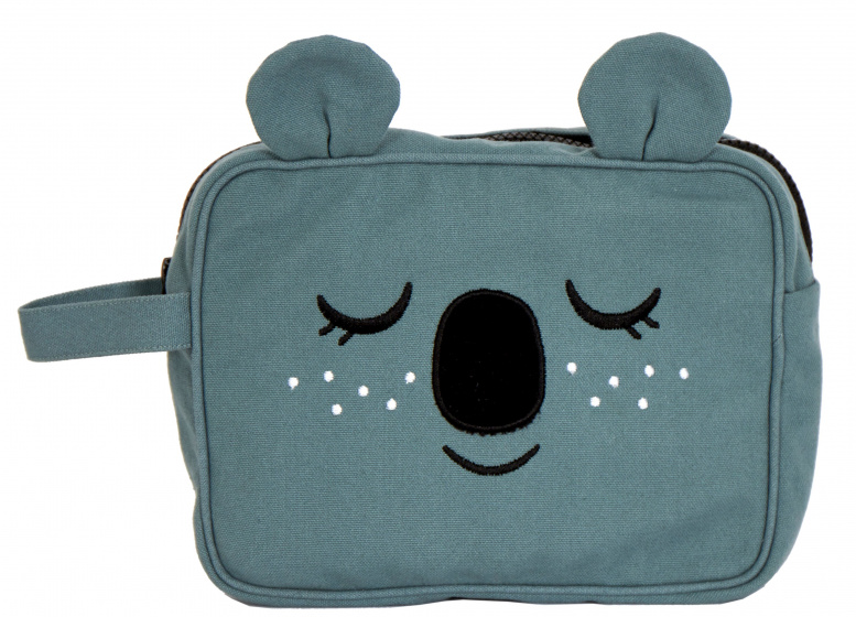 Roommate toilettas koala 17 x 22 cm katoen blauwgrijs