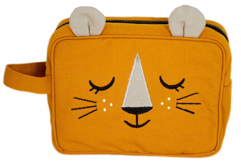 Roommate toilettas lion 17 x 22 cm katoen bruin