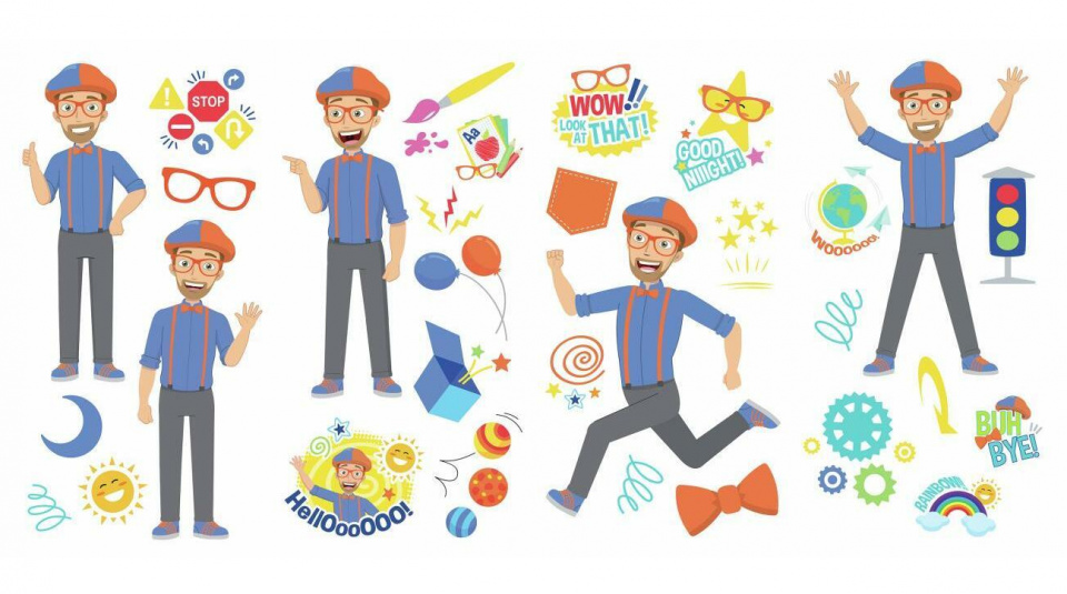 RoomMates muursticker Blippi junior 44 x 93 cm vinyl 35 delig RoomMates muursticker Blippi junior 44 x 93 cm vinyl 35 delig