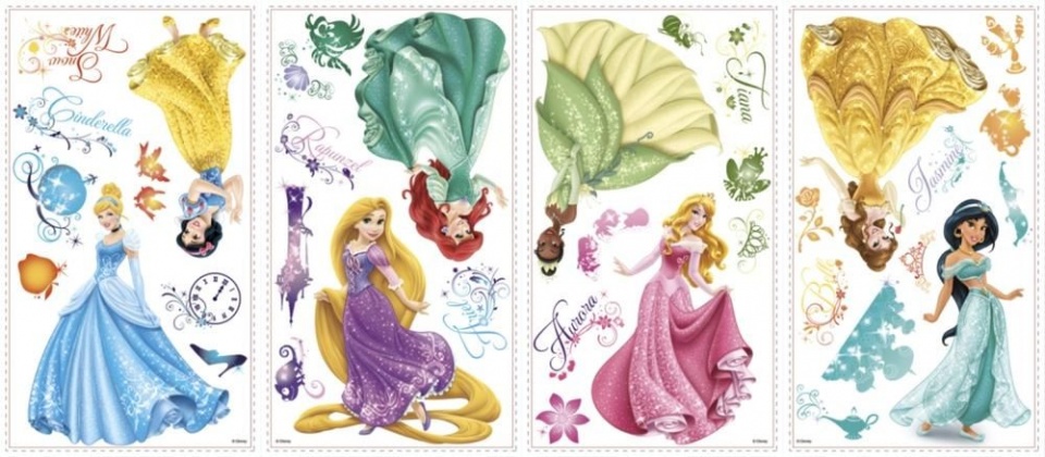 Wallstickers Princess glitter vinyl 37 kusov
