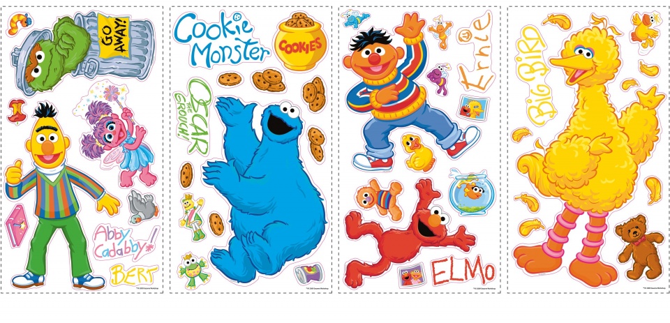 RoomMates muurstickers Sesamstraat vinyl 45 stuks RoomMates muurstickers Sesamstraat vinyl 45 stuks