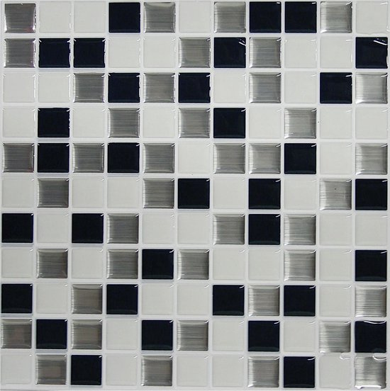 RoomMates StickTiles Mosaic 27 x 27 cm PVC čierna/biela 4 kusy