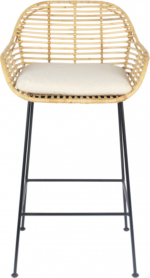 Rotan barkruk Tiger 97 x 52 cm staal/rotan naturel 2 delig Rotan barkruk Tiger 97 x 52 cm staal/rotan naturel 2 delig