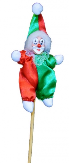 Rubie's clown op stok 10 cm rood/groen