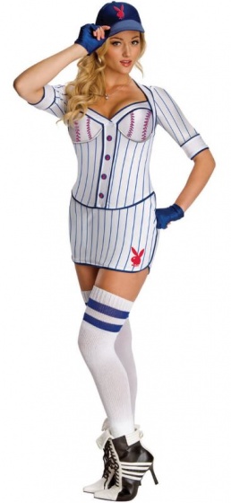Rubie's sexy baseballový oblek Playboy modro/biely dámsky veľkosť L