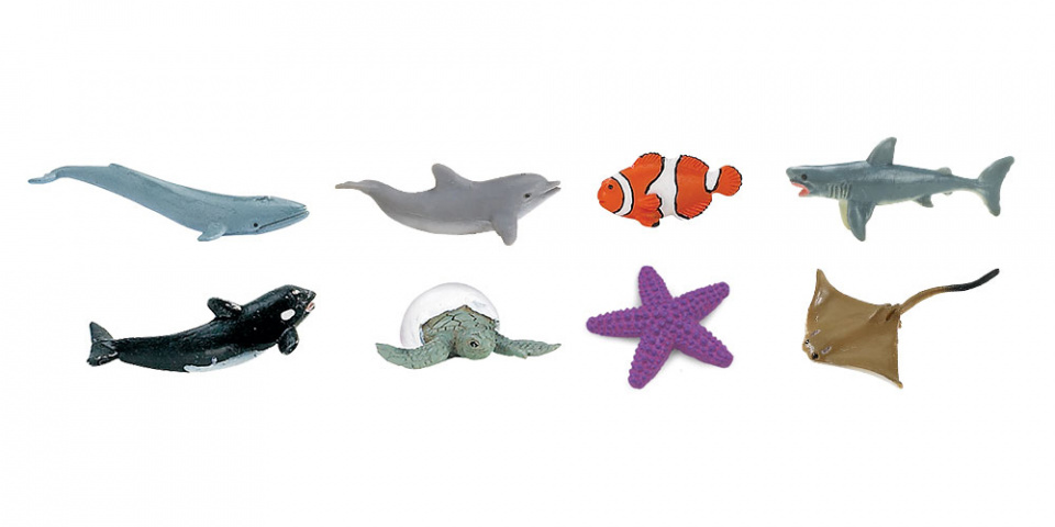 Safari mini figuren good luck oceaan 2 cm rubber 8 stuks