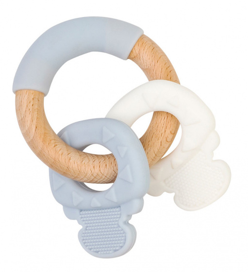 teething ring Keys 10 cm wood blue