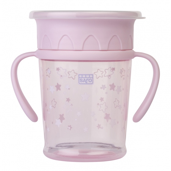 drinking cup 360° anti spill Amazing Cup with handle pink
