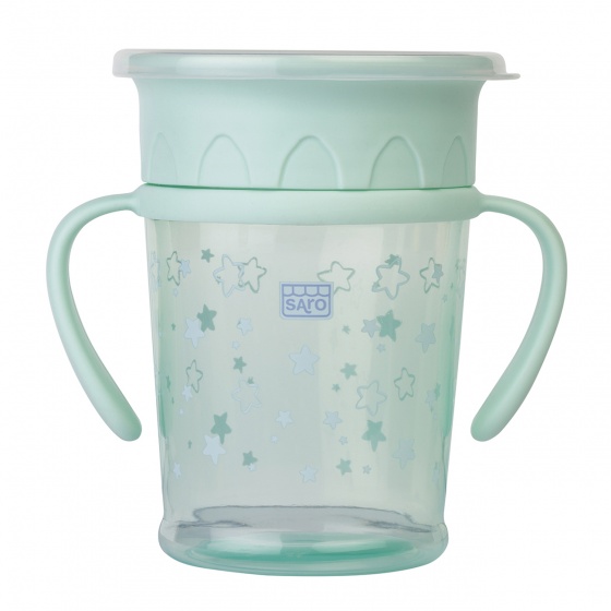drinking cup 360° anti spill Amazing Cup with handle green