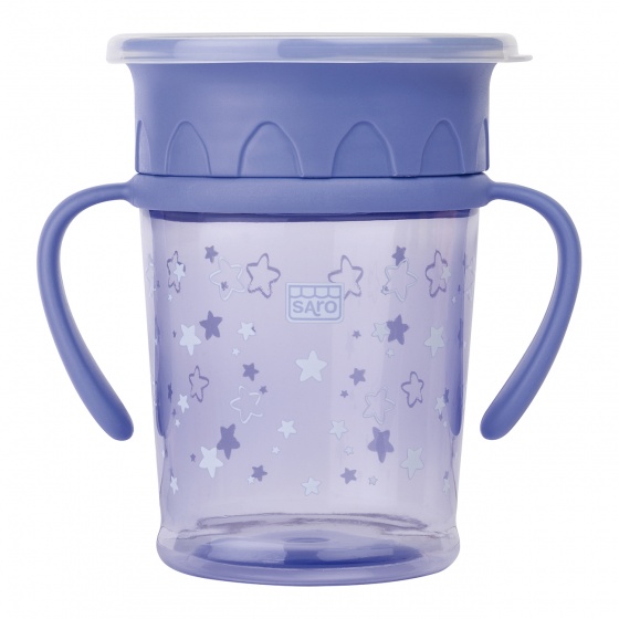 drinking cup 360° anti spill Amazing Cup with handle purple