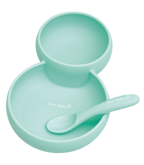 dinner set Twin silicone mint green 2-piece