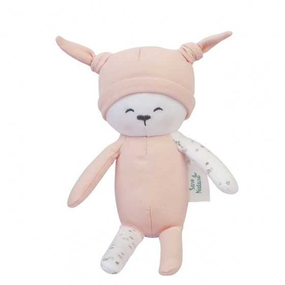Saro knuffeldiertje junior pluche roze 15 x 25 cm