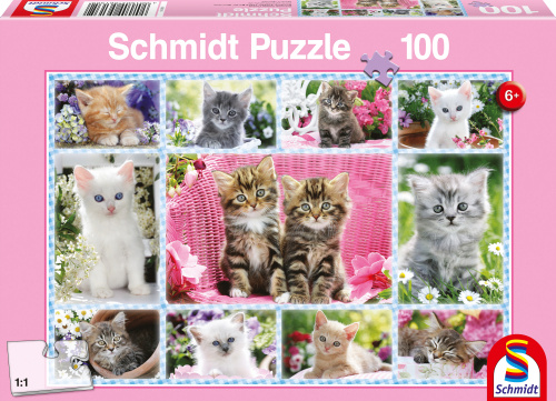 jigsaw puzzle Kittens junior cardboard pink 100 pieces