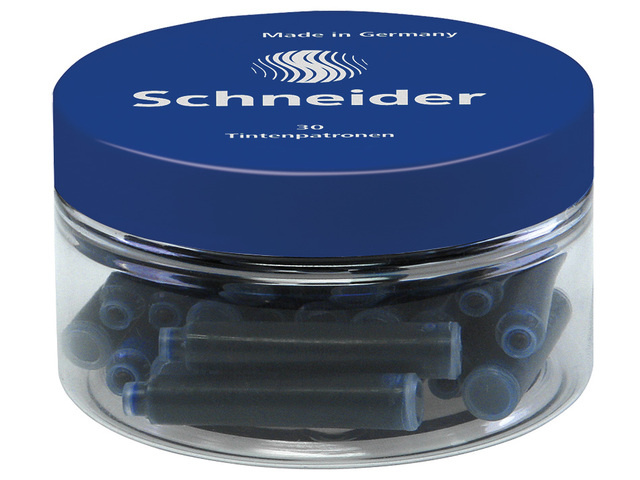 Schneider inktpatronen kogelsluiting 8 cm blauw 30 stuks Schneider inktpatronen kogelsluiting 8 cm blauw 30 stuks