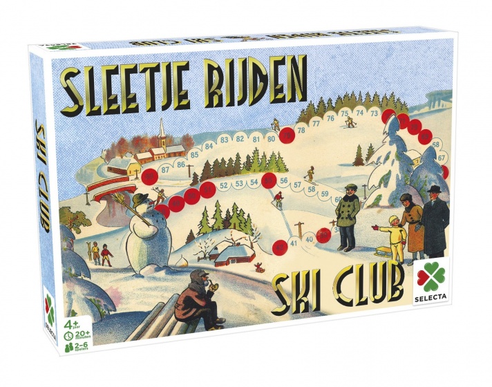Selecta gezelschapsspel spellen van toen sleetje rijden/ski club